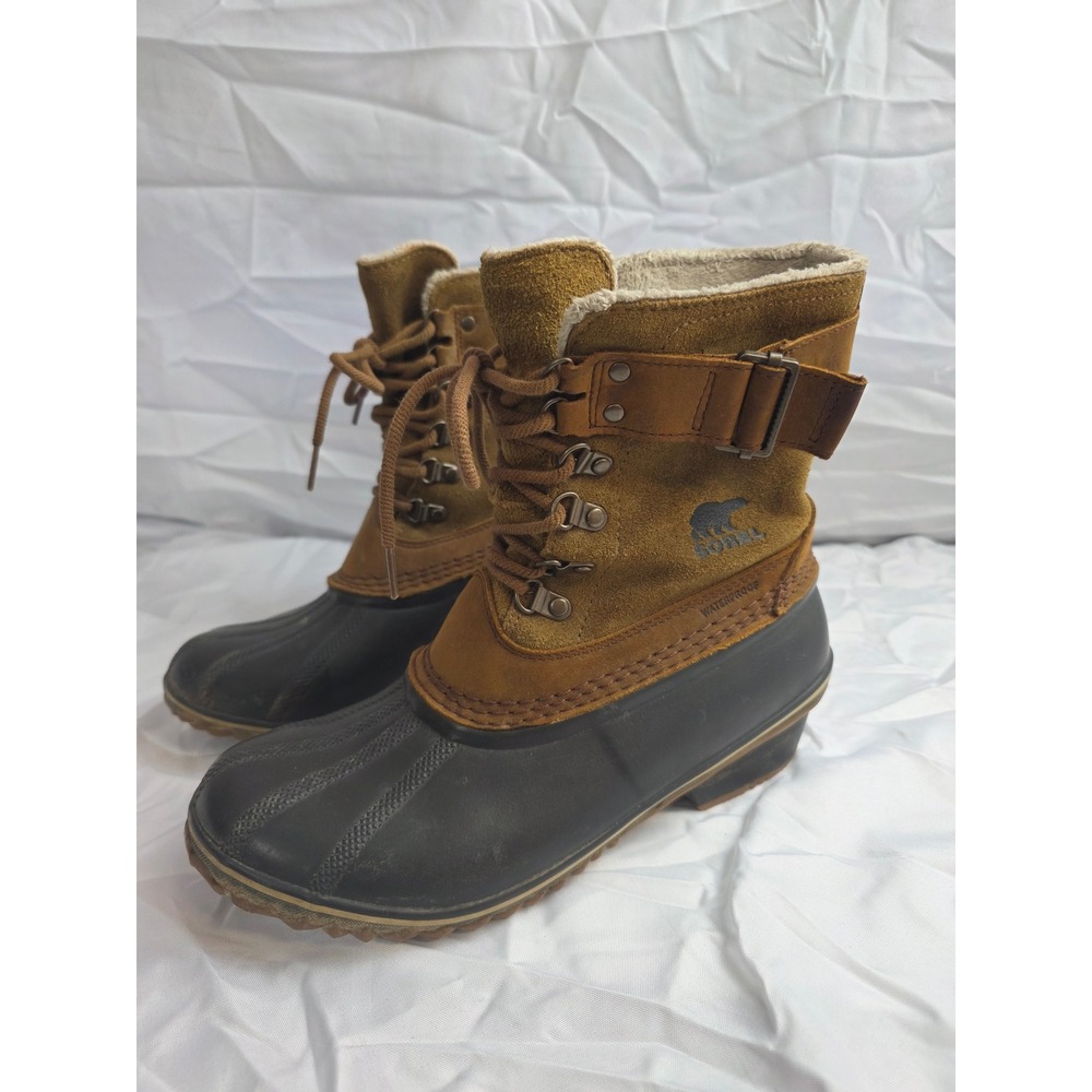 Sorel Slimpack Riding Tall II Waterproof Duck Boots Brown Black 9.5 NL2125-286